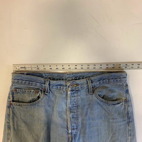 Levi's Men's Classic 501 Cotton Straight Leg Button Fly Distressed Jeans Size 35 - Picture 12 of 15